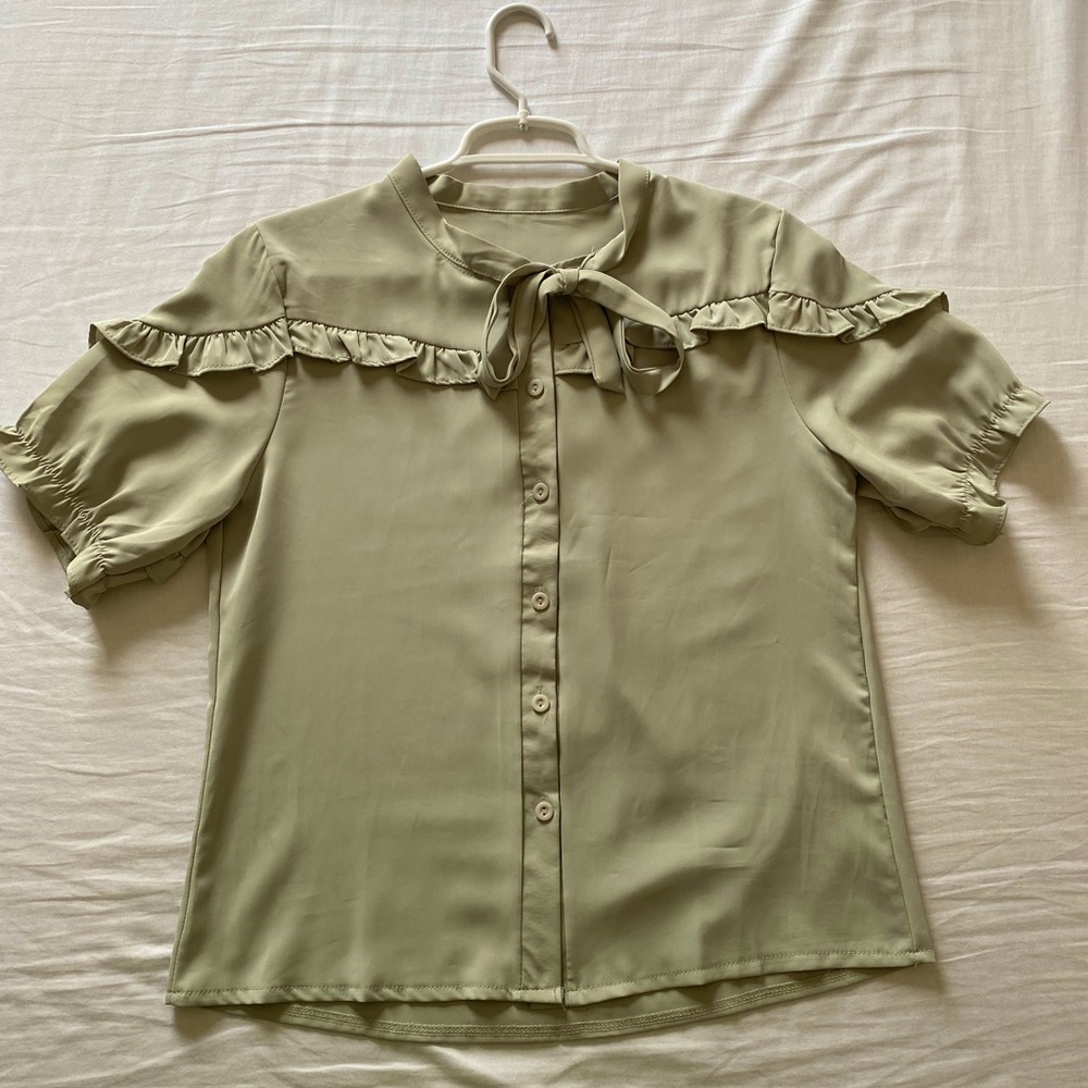 Adorable Korean Light-Green Blouse, Size S